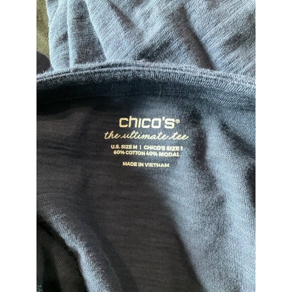 Chicos The Ultimate Tee Blue Duster Women’s Cardigan Open Front Pockets size Med - Picture 4 of 4